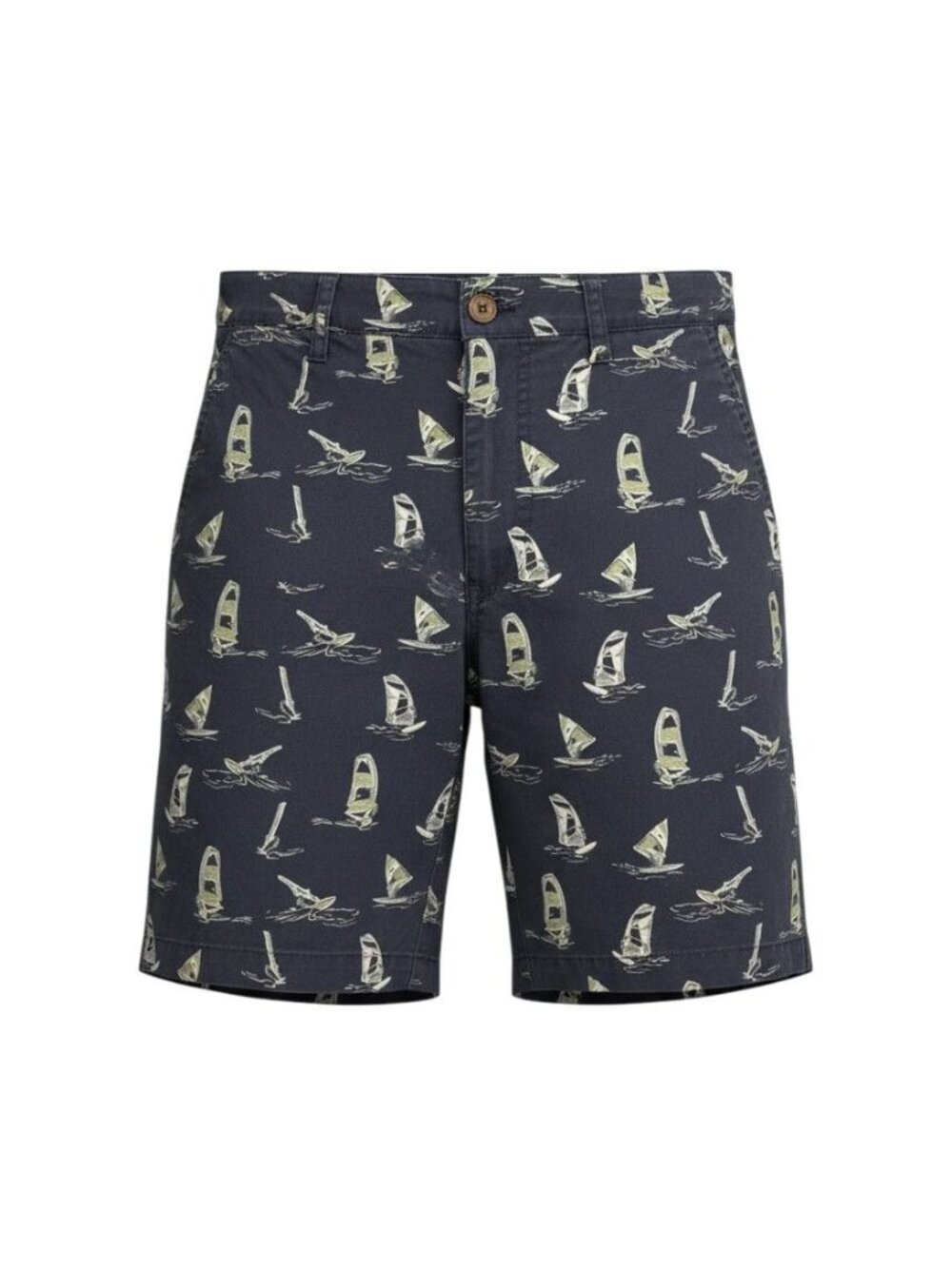 Boca Classics Mens Navy Sailboat Print Flat Front Chino Shorts 32